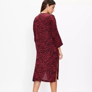 NWT Burgundy and Black Zebra Print Duster